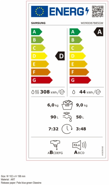 LAVADORA SECADORA SAMSUNG WD90DB7B85GWU3